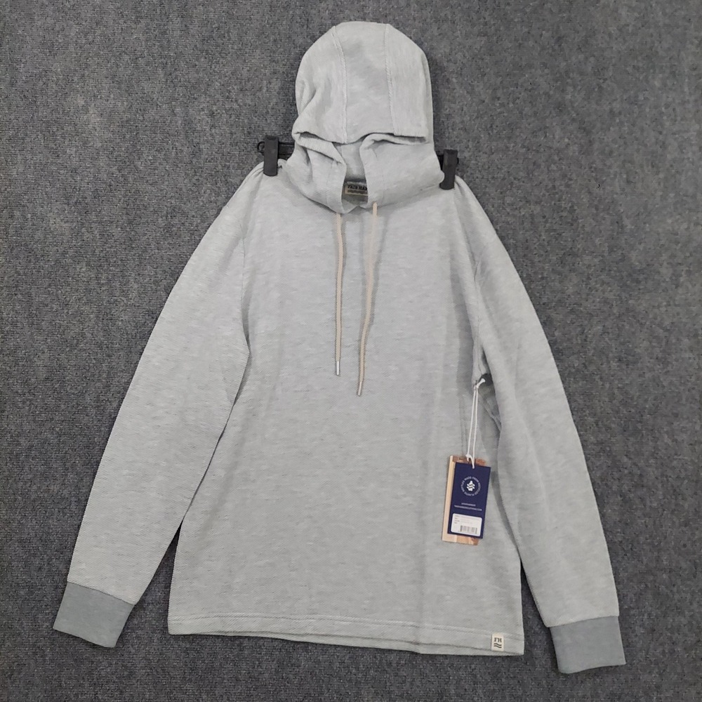 Fair Harbor Hoodie‎ Mens Small Gray Textured Tailwind Pullover Organic Cotton